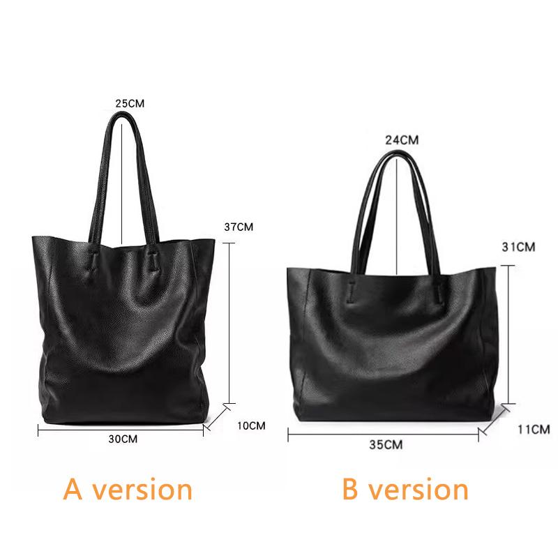 Women's Top - Grain Leather Handbag - Versatile, Spacious and Casual Shoulder Bag Versatile Genuine Leather Work Tote