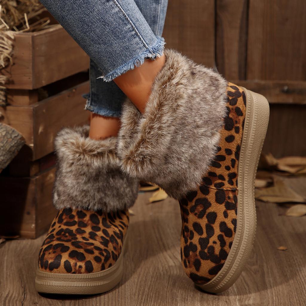 Fashion Women Winter Warm Slip On Round Toe Waterproof Snow Boots Women Trend Fashion Outdoor Comfortable Casual Boots Shoes for Women
