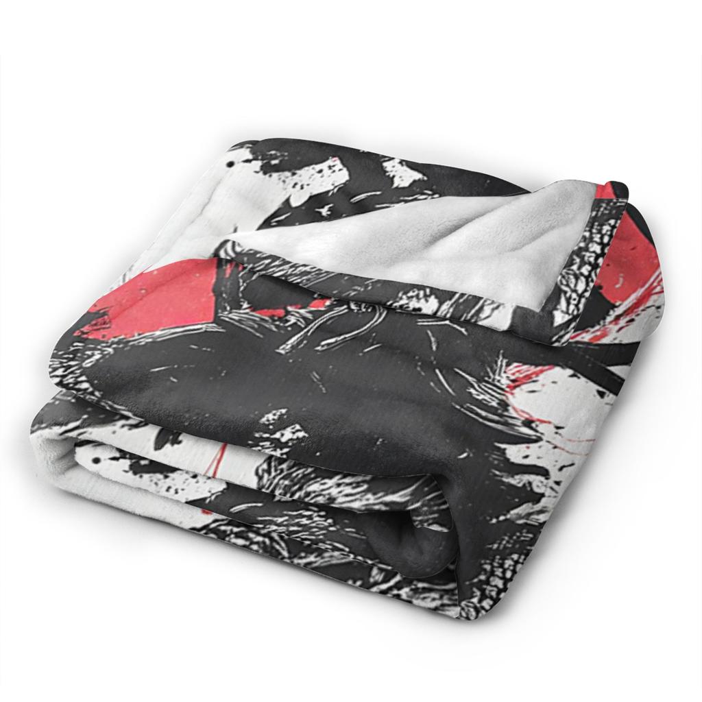 Ukiyo-e Samurai Japanese Ink Art Cat Fashion Blanket Flannel Autumn Winter Vintage Artwork Multifunction Thin Throw Fashion Blanket Bedsprea
