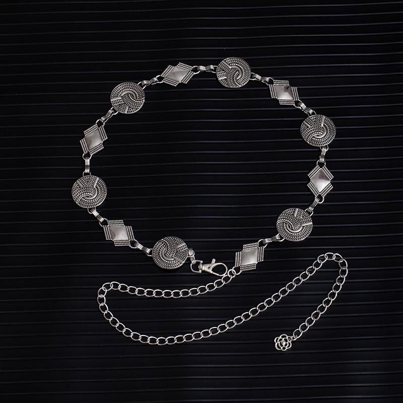 Adjustable Metal Disc Waist Chain Women'S Skirt Accessories Belt Versatile Sweater Chain Bohemian Skinny Waist Seal