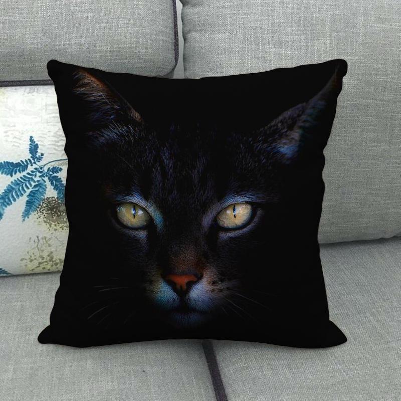 

Модная льняная наволочка с кошкой - Милый дизайн домашнего питомца, накидка на декоративную подушку 45x45 cm