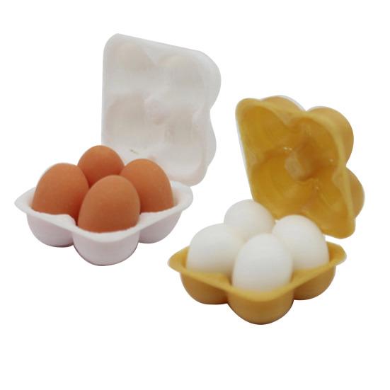 Mini-Eierkarton-Tablett-Set Realistische Kunststoff-Lebensmittel-Replik für Spielküche Raumdekoration 1:12 Mikro-Zubehörteile für den Feengarten