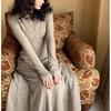 Hepburn Style Slim Fit Over-The-Knee Knitted Dress with Coat for Women – Autumn/Winter Collection