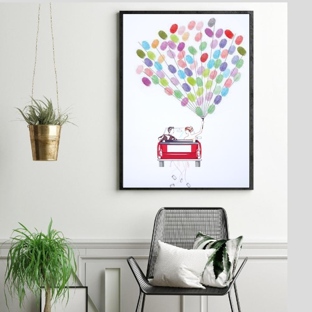 DIY Groom and Bride Wedding Car Pattern Fingerprint Guest Signature Guestbook Painting Wedding