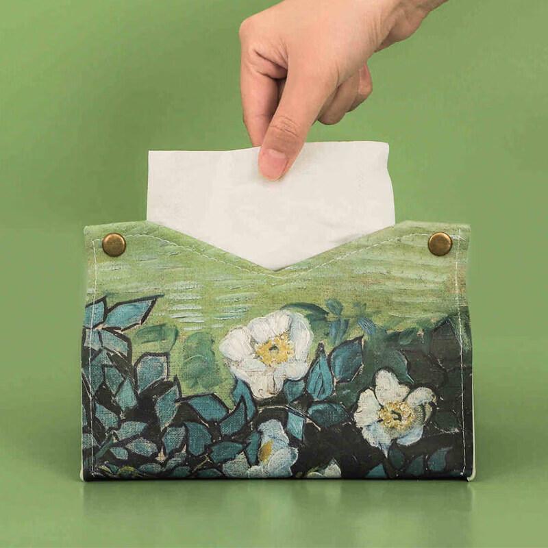 LIEI Oil Painting Rose Leather Tissue Box