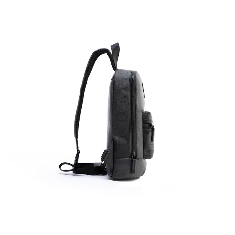 New GUESS Synthetic Leather Sling Bag Unisex Charcoal Gray GSBCO882793COA