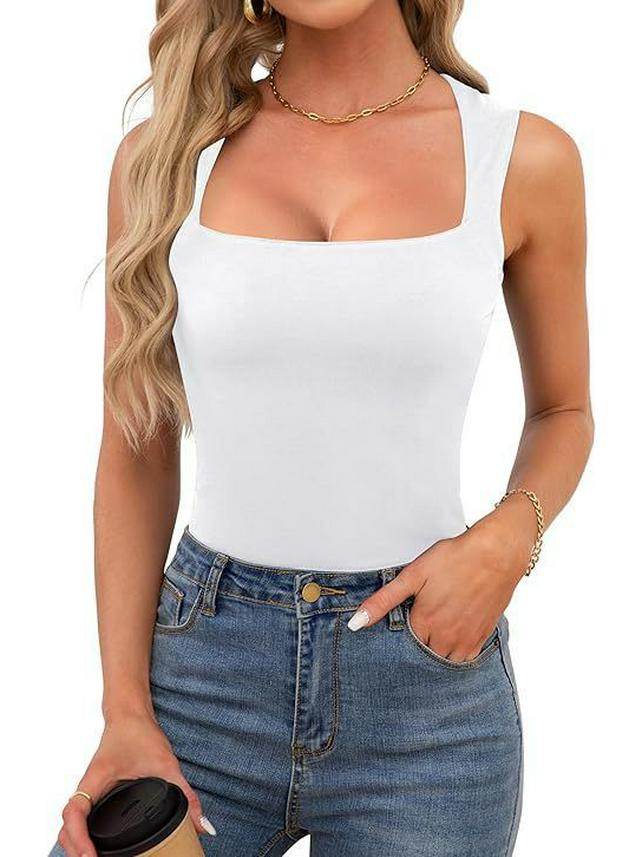 European & American Street Style Square Neck Slim Tank Top - Women's Fashion Base Layer 2025