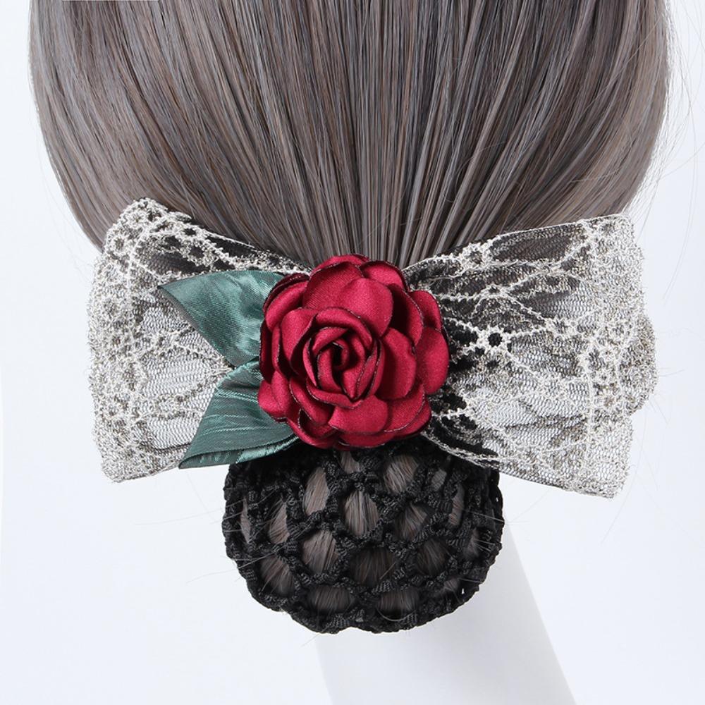 

Spring Clip Bun Cover Snood Ponytail Clip Hairgrips Cover Net Elegant Korean Bow Hairclip Women