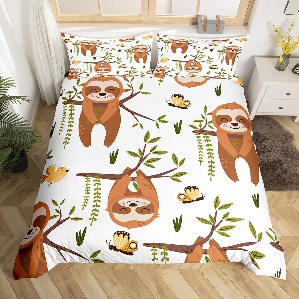 Comforter Cartoon Animals Cute Giraffe Monkey Tiger Elephant Bedding Set Lovely Wildlife Comforter Polyester
