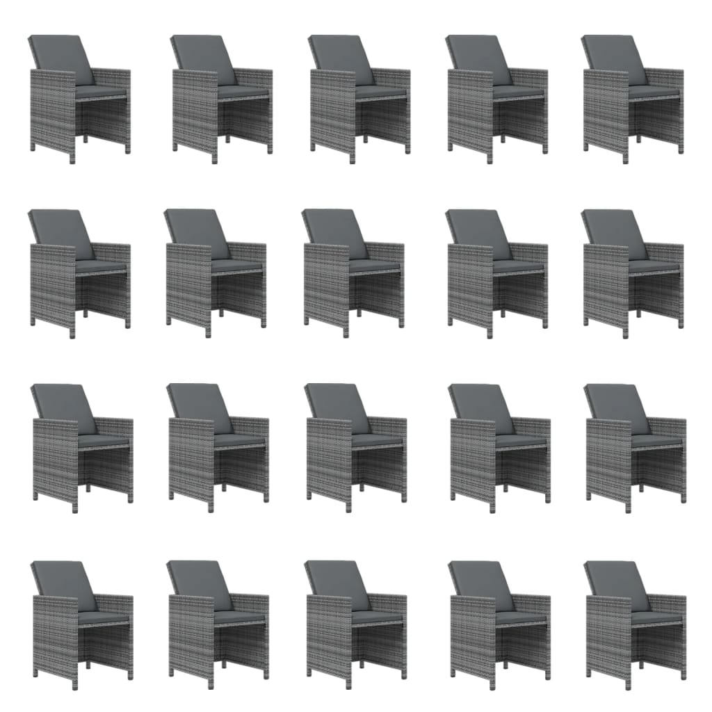 Vidaxl 21-Cz. Garden Furniture Set With Cushions, Poly Rattan, Grey