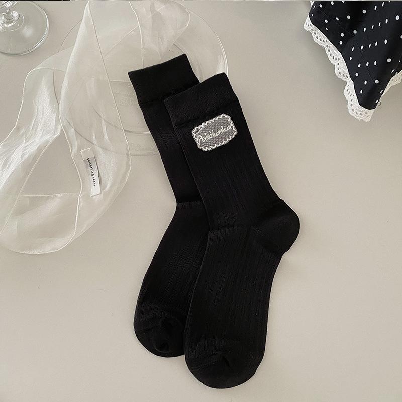 Women's Summer Thin Lace Cloth Label Boneless Sweet Lace Mid Tube Pile Socks