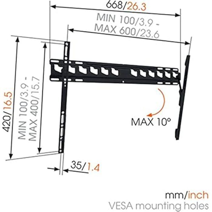 Support TV Inclinable - VOGEL'S - MA 4010 - 40-65 Pouces - Métal - Noir