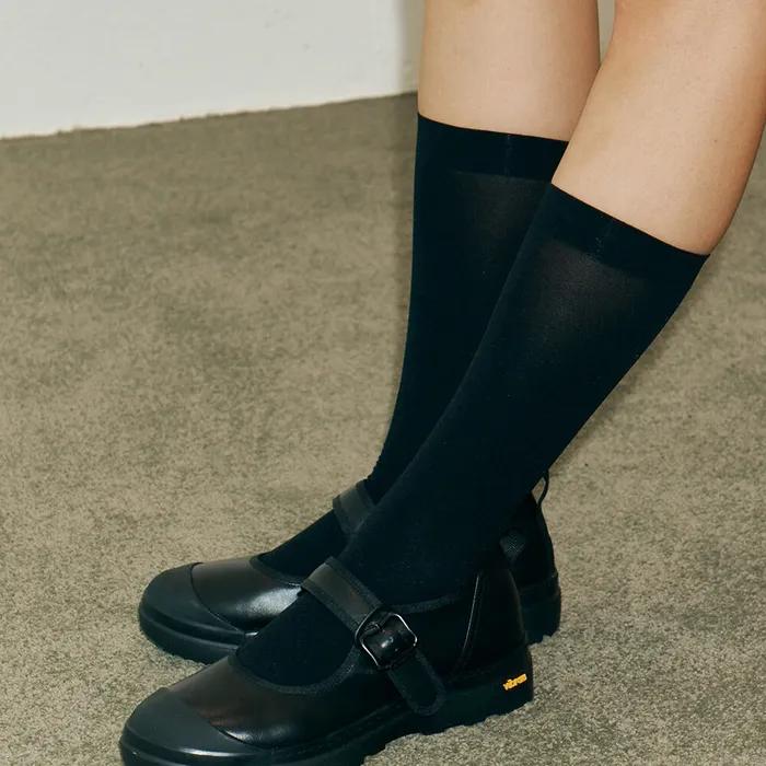 [IHM99015] Daily Stockings Knee Socks Black
