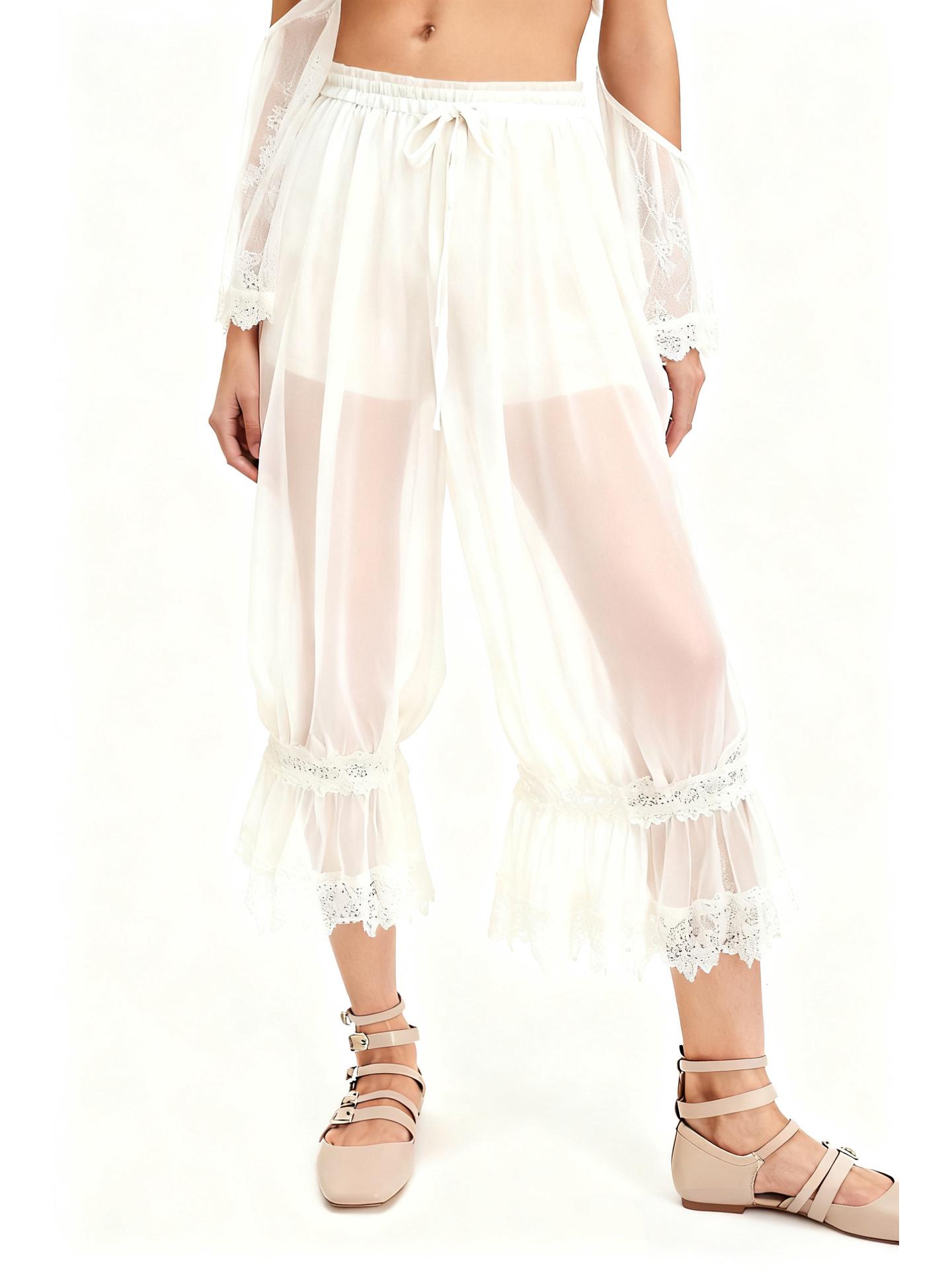 

2025 European Trend: See-through Mesh Lace Floral Patchwork Dress with Inner Lining S