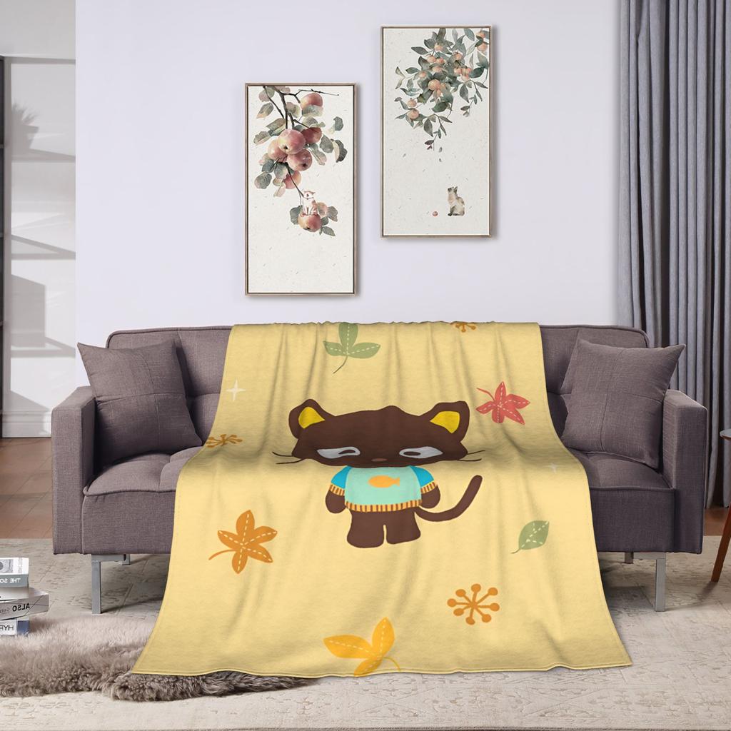 Warm Soft Blanket Child Picnic Cute Chococats Throw Blanket Black Cat Flannel Bedspread For Couch Chair Fashion Sofa Bed Cover