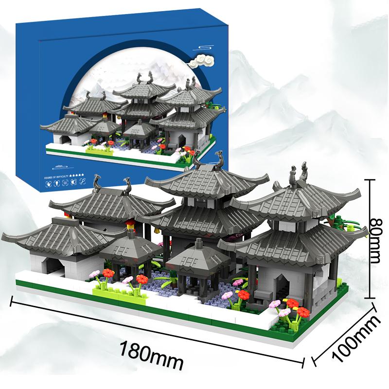 Assembled Building Blocks Suzhou Garden 3-in-1 DIY Small Particle Children's Puzzle Toy Gift