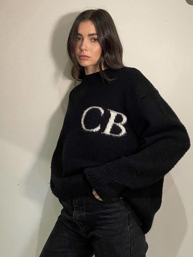 Pulover unisex de înaltă calitate Cole Buxton CB Jacquard cu litere, larg, cu gât rotund