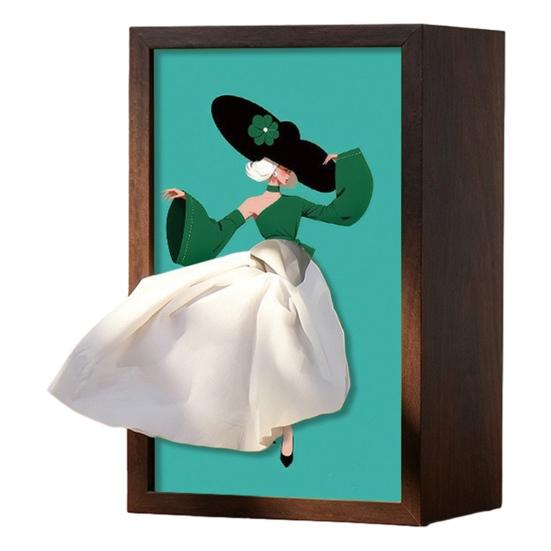 Scatola Portatovaglioli in Legno di Noce, con Disegno Artistico di Gonna da Ballerina di Balletto, Portasciugamani di Carta Multiuso per Arredamento Casa Ingresso Tavolo da Pranzo