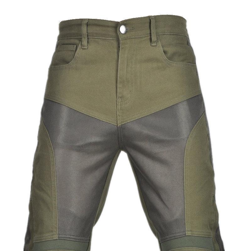 Breathable New product Motorcycle Jeans Men's Army Green Locomotive Mesh Summer Casual Elastic Riding Pants