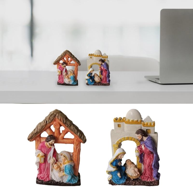 Lovely Resin Ornament Holy Family Statue Ornaments Novelty Holy Family Home Decor Display Christian Gift
