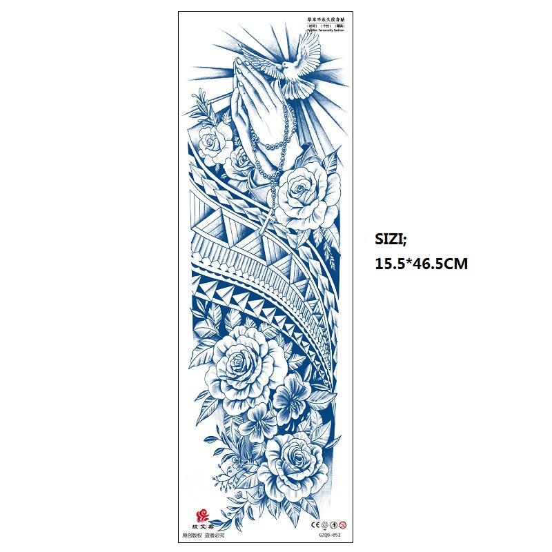 

Наклейки для татуировки с травяным соком, большой узор, цветочная рука, полная рука, держится 15 дней, не выцветает, наклейки для татуировки 15.5*46.5CM