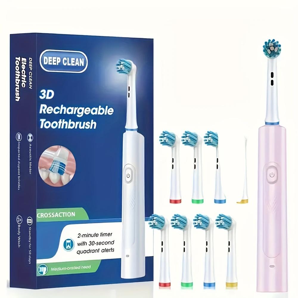 Oral Care Electric Toothbrush, 8 Interchangeable Brush Heads, 3 Modes, Suitable for Travel, Soft and Gentle, Suitable for Adults