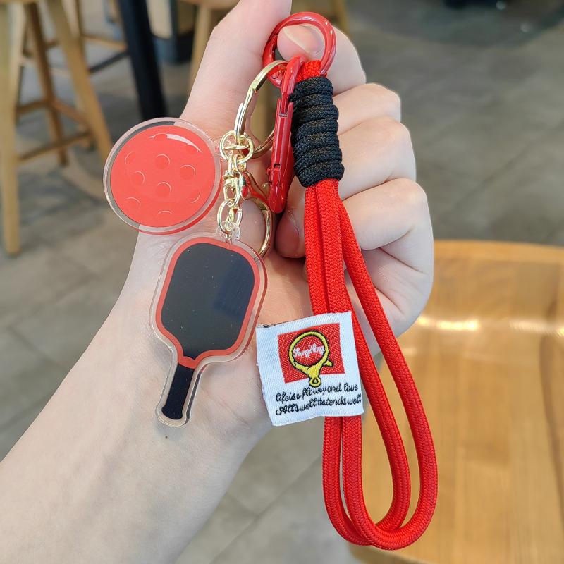 Chaveiro Criativo de Raquete de Pickleball de Metal Chaveiros de Bola Oca Colorida Pingente de Sacola de Festa para Fãs de Dink Ball