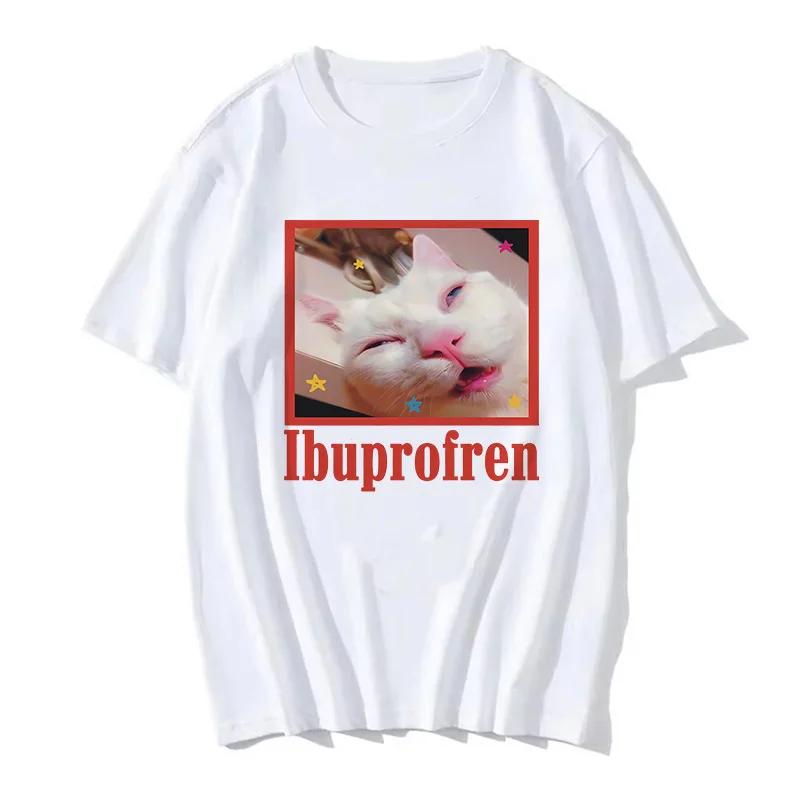 90s Women T Shirt Korean Version Cartoon Cat Group Printed T-Shirt Casual Short Sleeve Couples T-Shirt Funny Cat Streetwear