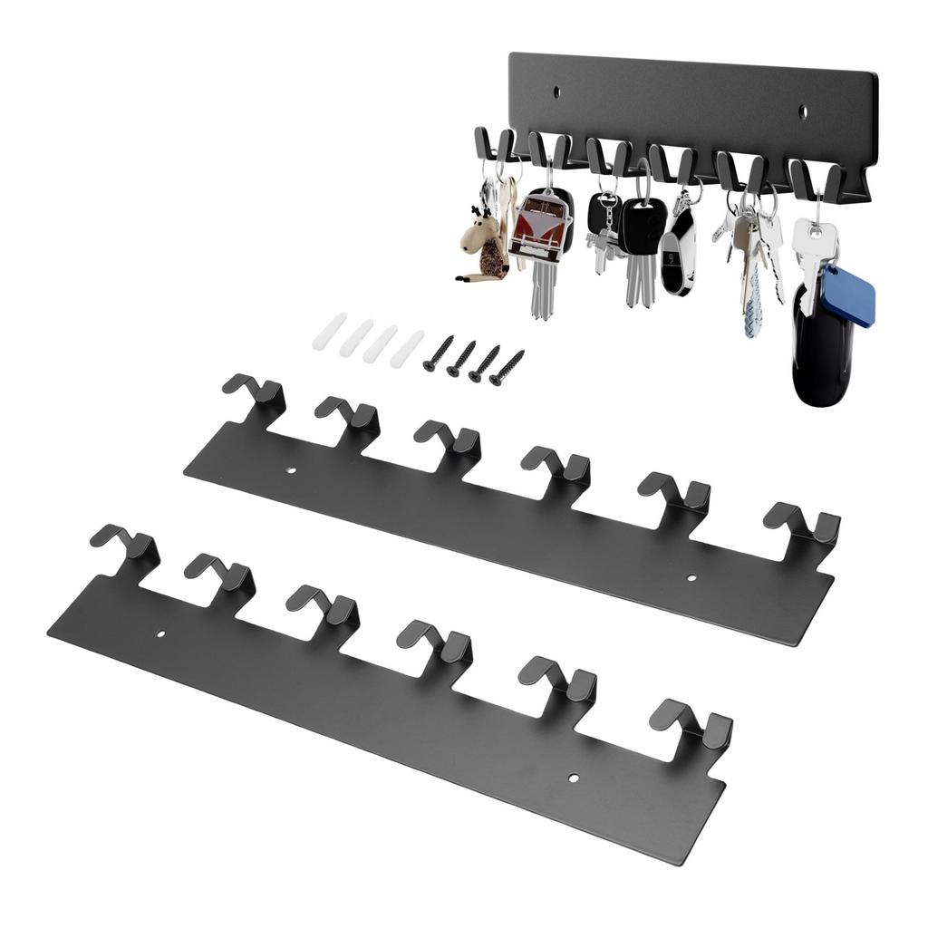 Key Holder, Wall Mounted Iron Holder with Hooks for Hallway Entryway Front Door, Drill Bit Installation for More Permanent Fixing