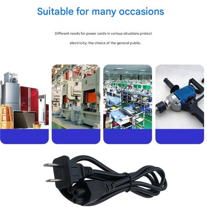 Practical Power Connection Cable Laptop Power Cable 2 Prong Plug Metal Construction Fast Efficient Charging Cables
