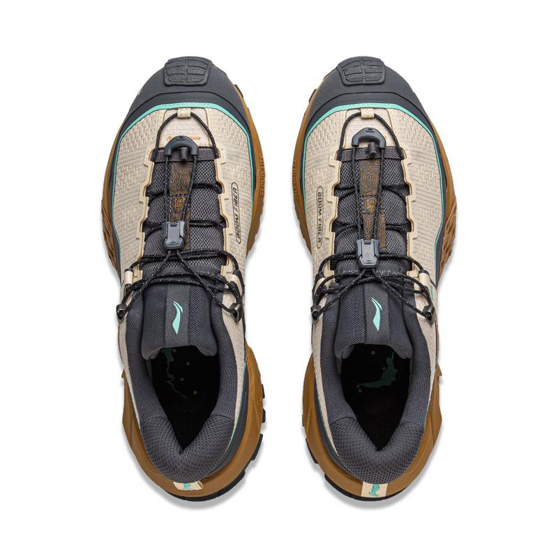 Li Ning CF Su Xing Chuan Pro Módní Pohodlné Všestranné Protiskluzové Tlumení Nárazů Podpora Nízké Turistické Boty Unisex Turistické Boty Khaki AHTU017-14