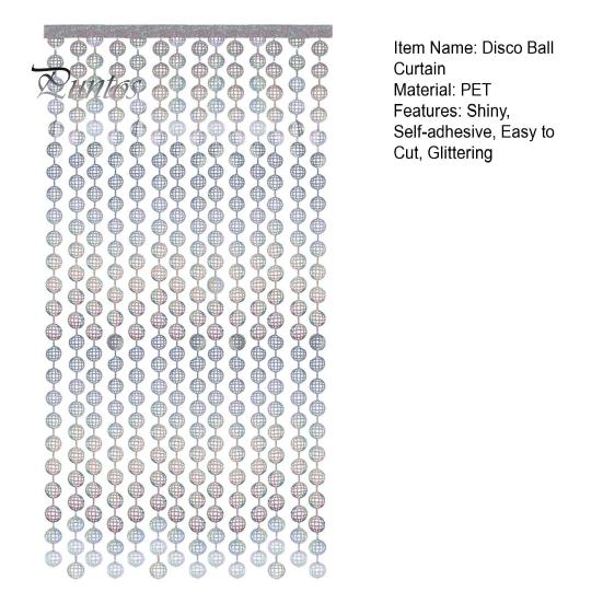 Disco Ball Self Adhesive Silver Color Shiny Party Wall Background Bead Curtain Bar Party 200x100cm Glittering Tinsel Curtain Backdrop Decor