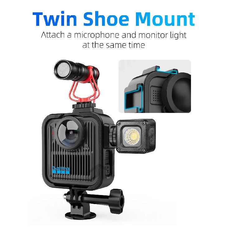 Frame Cage for GoPro MAX 2, PC Metal Protective Frame Housing Case with Silicone Lens Cover for GoPro MAX2 Camera Accessories