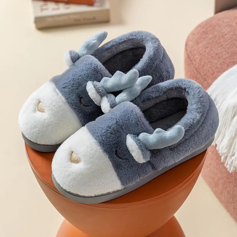 

Женские зимние домашние милые хлопковые тапочки с героями мультфильмов, женские теплые домашние нескользящие хлопковые тапочки с мягкой подошвой 36-37 серый