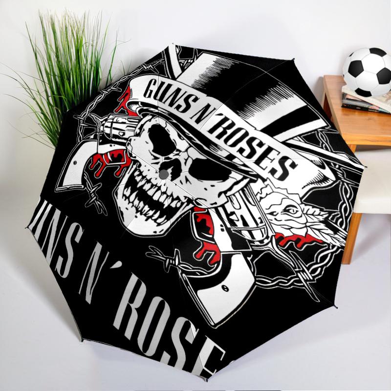Guns Roses Fire Logo Umbrella 8-Frame for Travel, Camping, Casual Lightweight Portable Umbrella, Essential for Every Family Holidays Gift