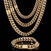 10MM 12MM 14MM 18k Vergoldete Kubanische Kette Edelstahl Kubanische Glieder Goldkette Herren