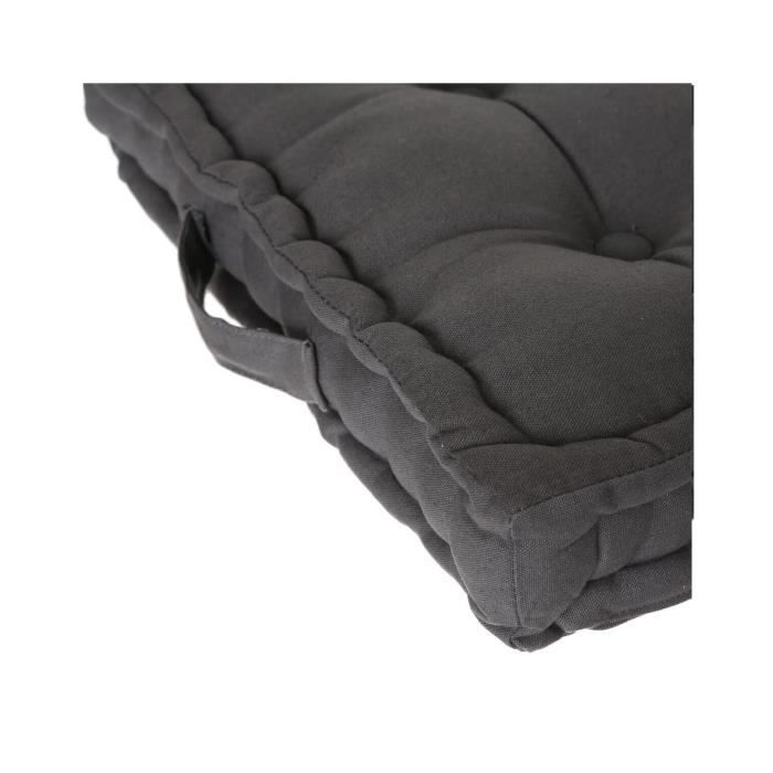 Coussin de sol - Horizon - 40 x 40 cm - Anthracite - 100% Coton recyclé - Non déhoussable