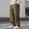 Men'S Corduroy Straight Leg Pants with Drawstring Waist, Pockets, and Logo Design - Stretchy, Casual Fit for Everyday Wear, Spri
