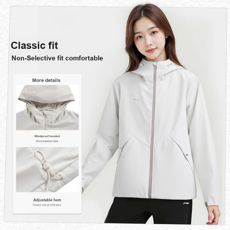 Li Ning Solid Color Logo Loose Fit Windbreaker Hoodie Women Outerwear AFDVJ46-1