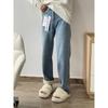 Women's Retro Blue Fleece-Lined Wide-Leg Jeans - Plus Size, High Waist, Slimming Loose Fit for Pear Shapes