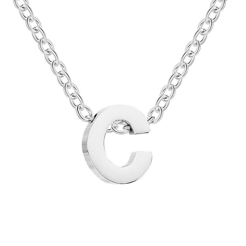 eManco Gold-Plated Stainless Steel Letter Necklace with European & American Pendant