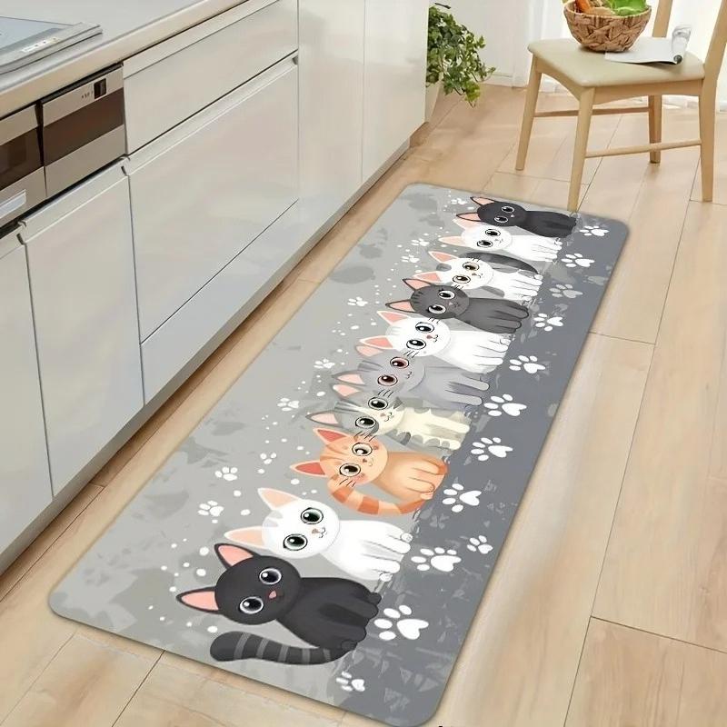Niedliches Muster Küchenbodenmatte Pfotenabdruck Design Ultraweich Waschbar Rutschfest Schmutzabweisende Matte für Küche Schlafzimmer Heimdeko