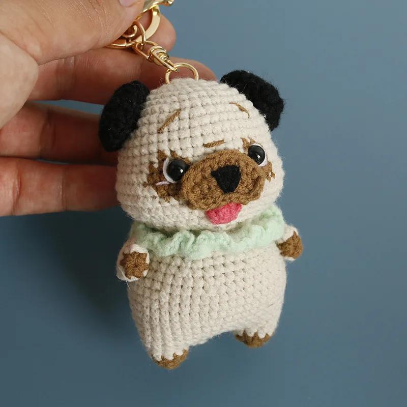 Funny Puppy Series Crochet Keychain Handmaking Knitted Puppy Keyrings Cute Small Dog Doll Crochet Keyrings Custom Accessories