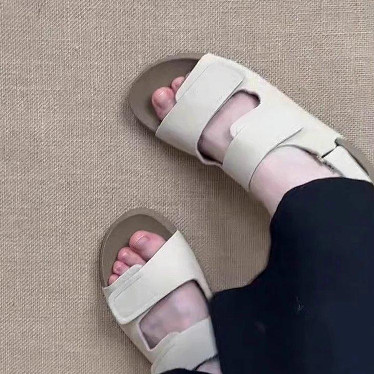 

Sheepskin version platform shoes versatile retro word sandals wear casual beach cool slippers women 40