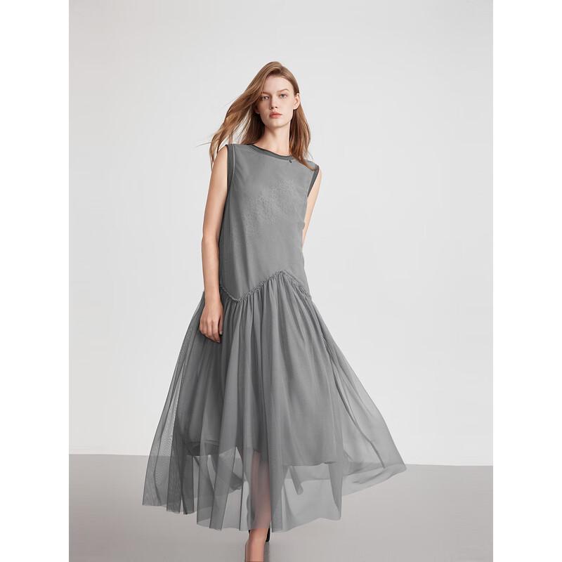 ELLE French-Style Sleeveless Mesh Dress