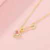 1PCS Niche Safety Pin Necklace With Pink Heart Charming Crystal Love Pendant Luxury Stainless Steel Chain Combination Jewelry