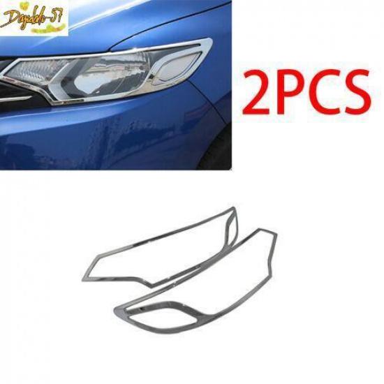 Fit For Honda Jazz 2014-2017 chrome Front HeadLight Lamp Cover Trim 2PCS New