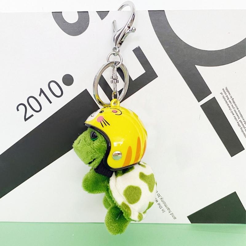 Fashion Lovely Plush Helmet Turtle Keyholder Cute Animal Keychain Bag Charm Pendant Toy Car Keyring Jewelry Party Gift