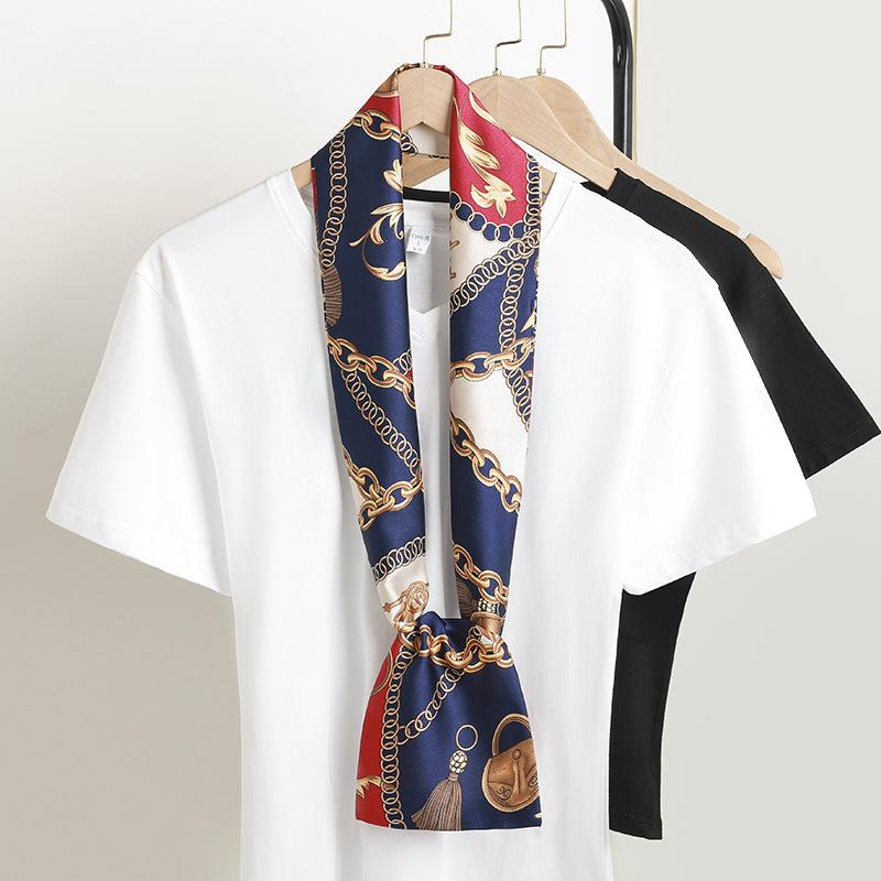 Luxury Ribbon Silk Scarf 15*145Cm Red Headband Neckerchief Foulard Hair Scarfs Neck Tie Lady Skinny Scarves Soft Satin