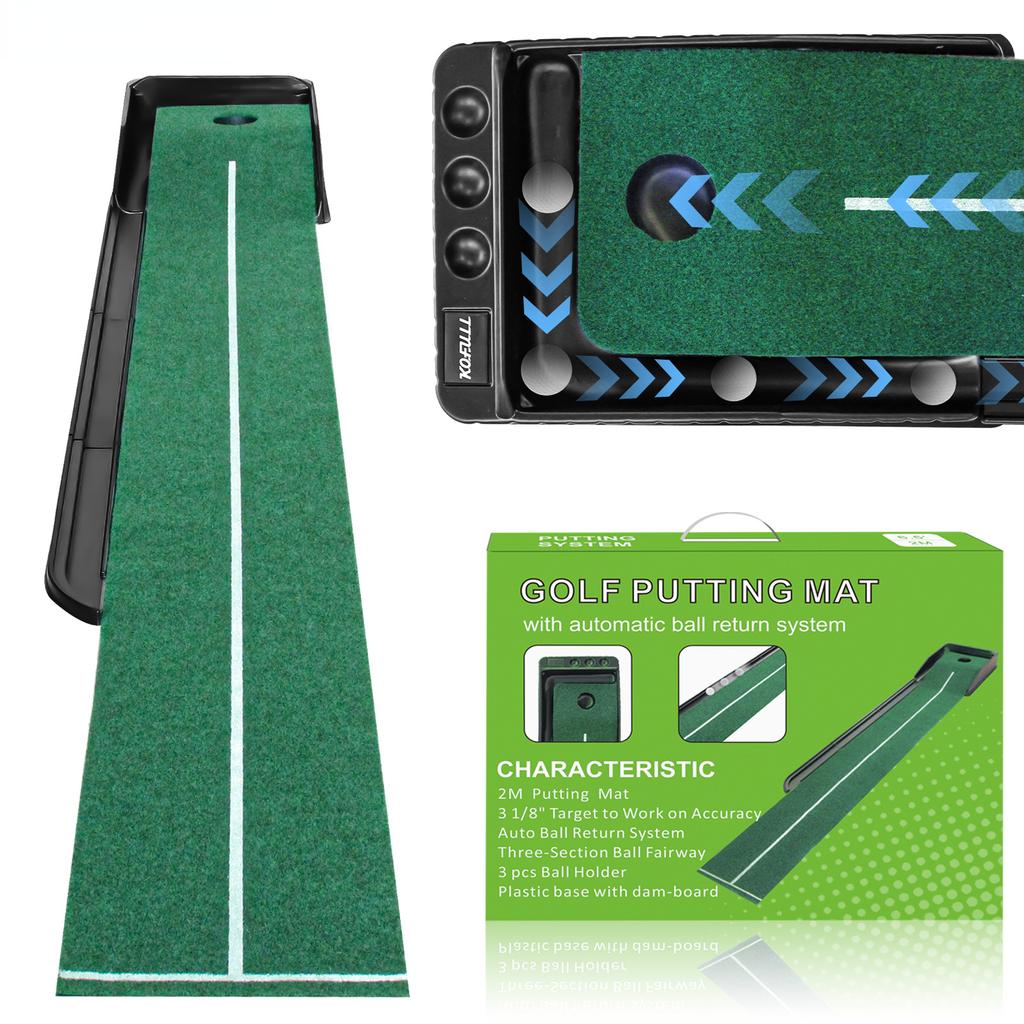 KOFULL Golf Putting Mat Indoor Golf with Auto Return Golf Training Aid for Home Office Backyard Use